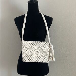 Handmade Macrame Crossbody Bag in Cream